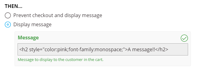 An example of HTML markup for a message