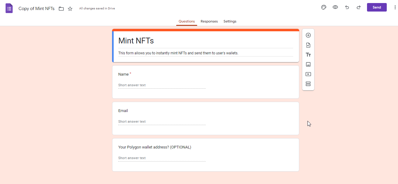 Mint NFTs Form