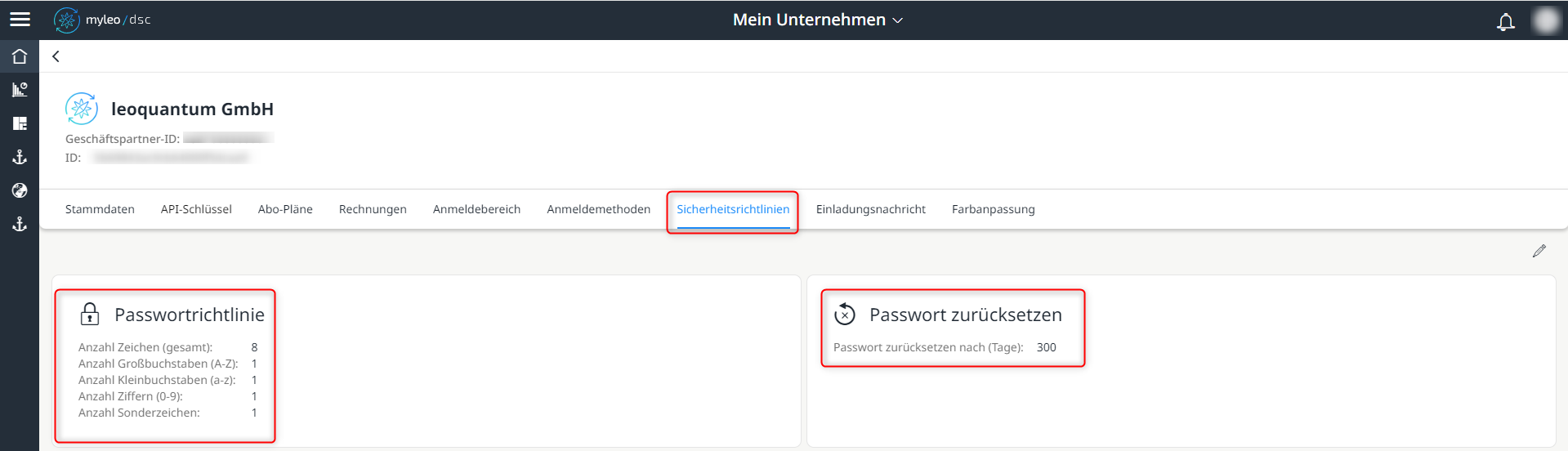 Konfigurieren der Passwortrichtlinie
