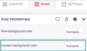 Change the content background color from the row properties