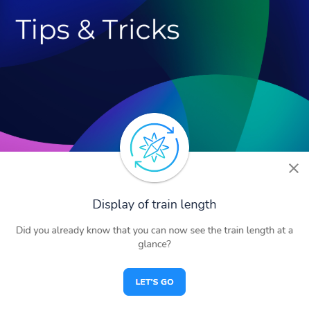 Open the new tips & tricks guide for displaying the train length