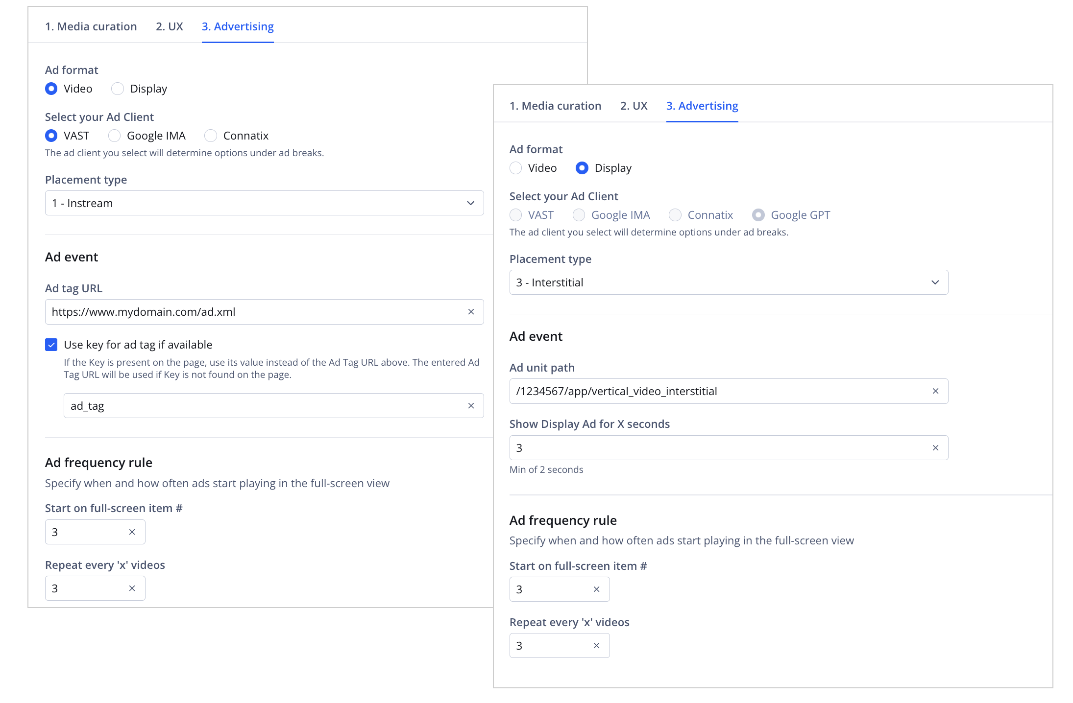 3. Advertising tab