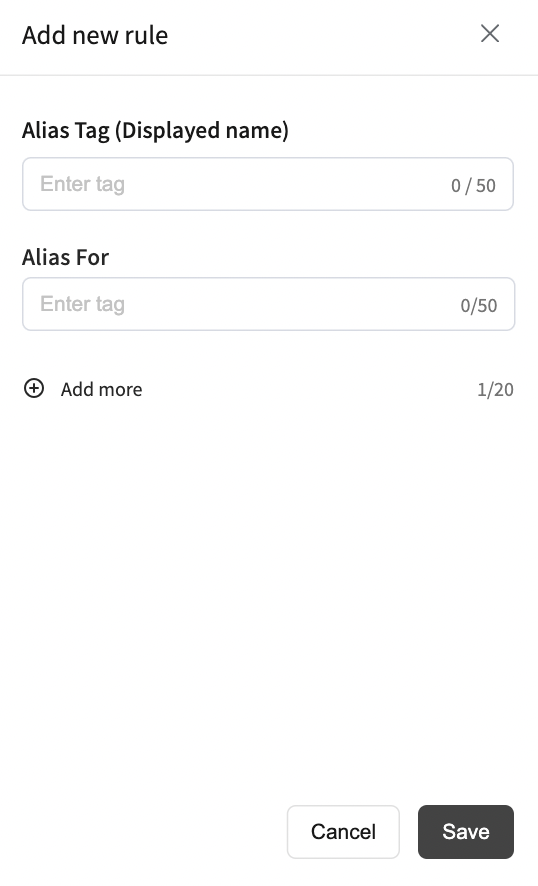 panel for adding new Alias Rule