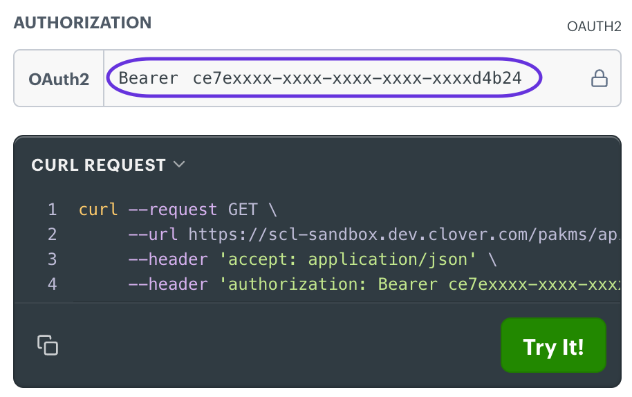 Authorization header: Bearer token