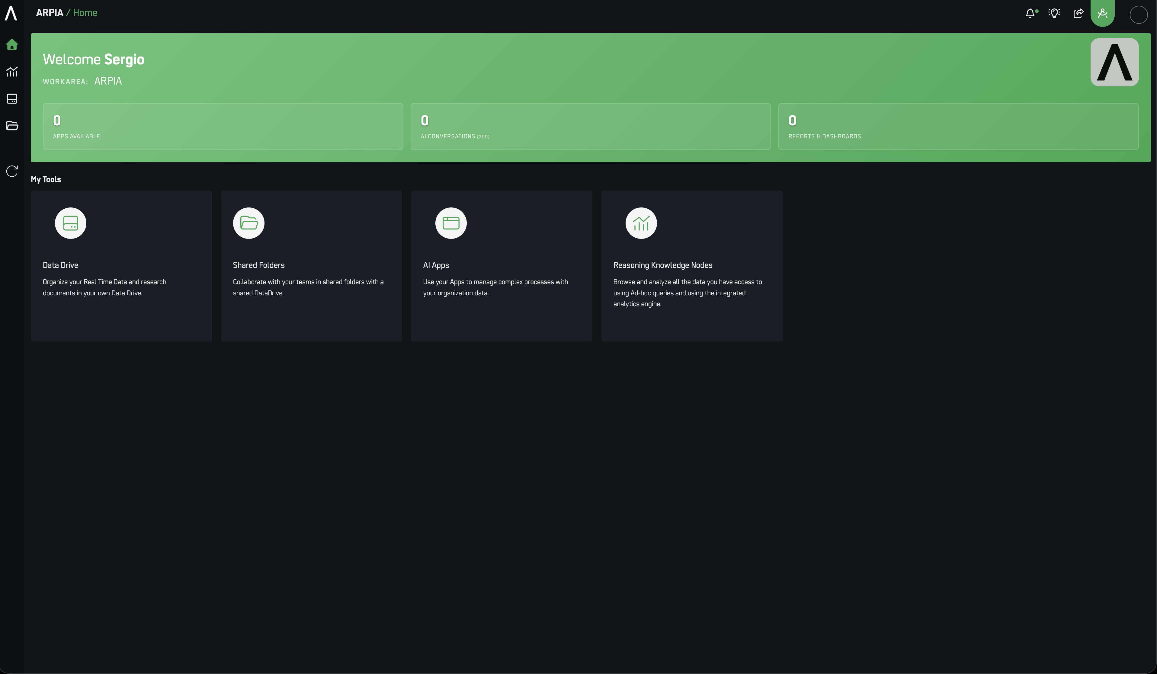 ARPIA Home Screen
