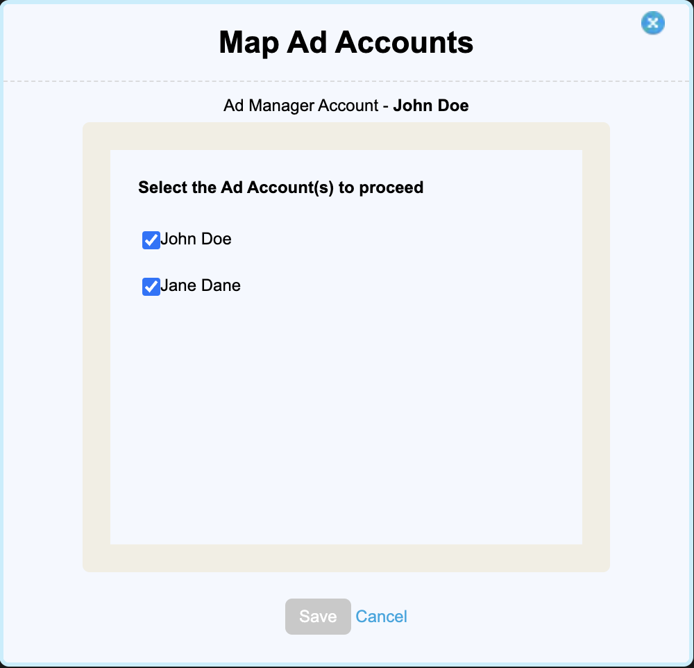 Map Ad Account Details
