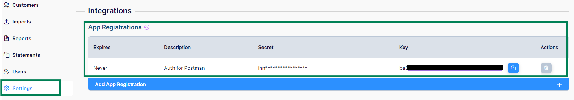 Setup keys in Merchant Portal