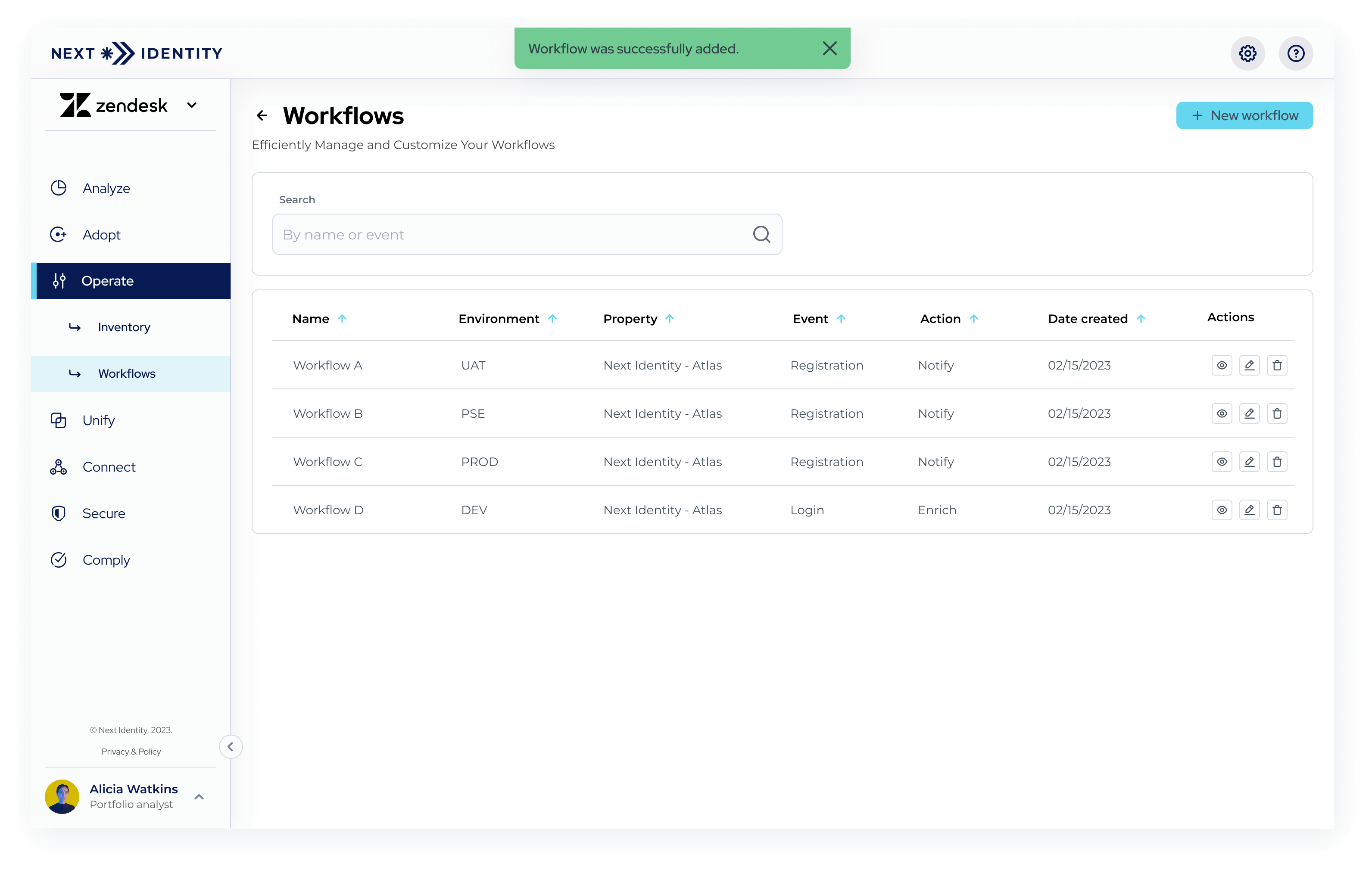 Workflow Manager Screen - Workflow Succesfully Created