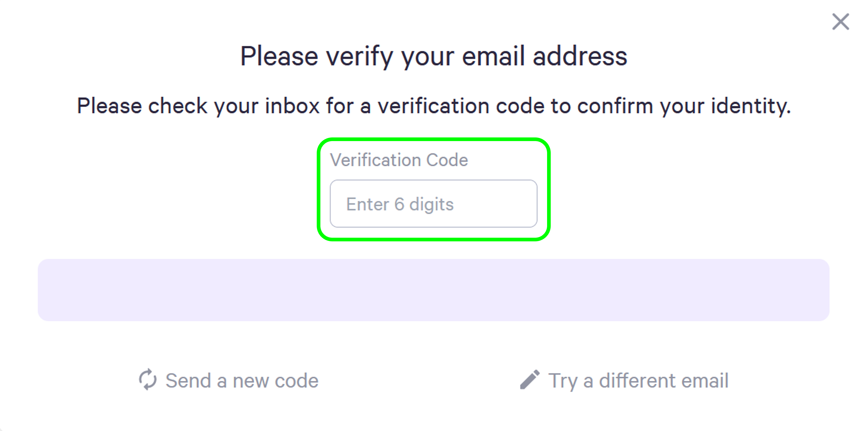 Screenshot of email verification