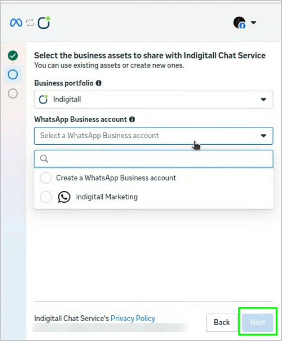 whatsapp business account