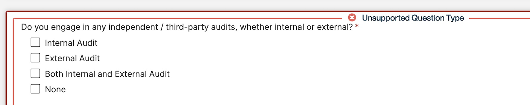 ConveyorAI will still provide an answer for Unsupported Question Types, but you'll have to check the boxes yourself.  (Sorry.)