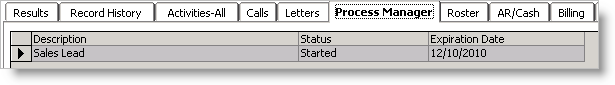 From Customers, select Manage customers, find customer record, and select Process Manager tab