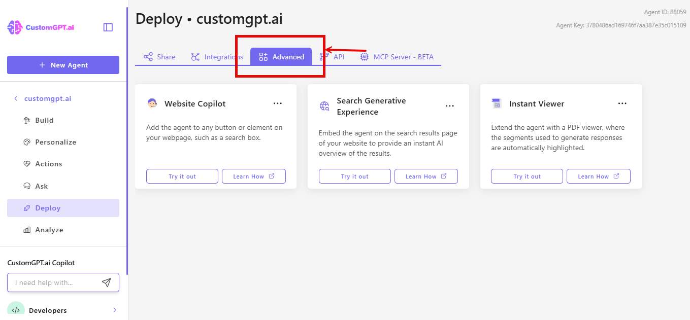 Step 2 - Advanced tab
