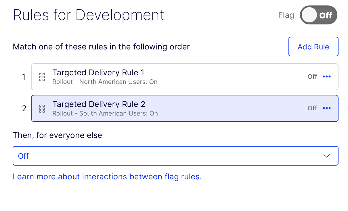 adding multiple targeted deliveries to a rule