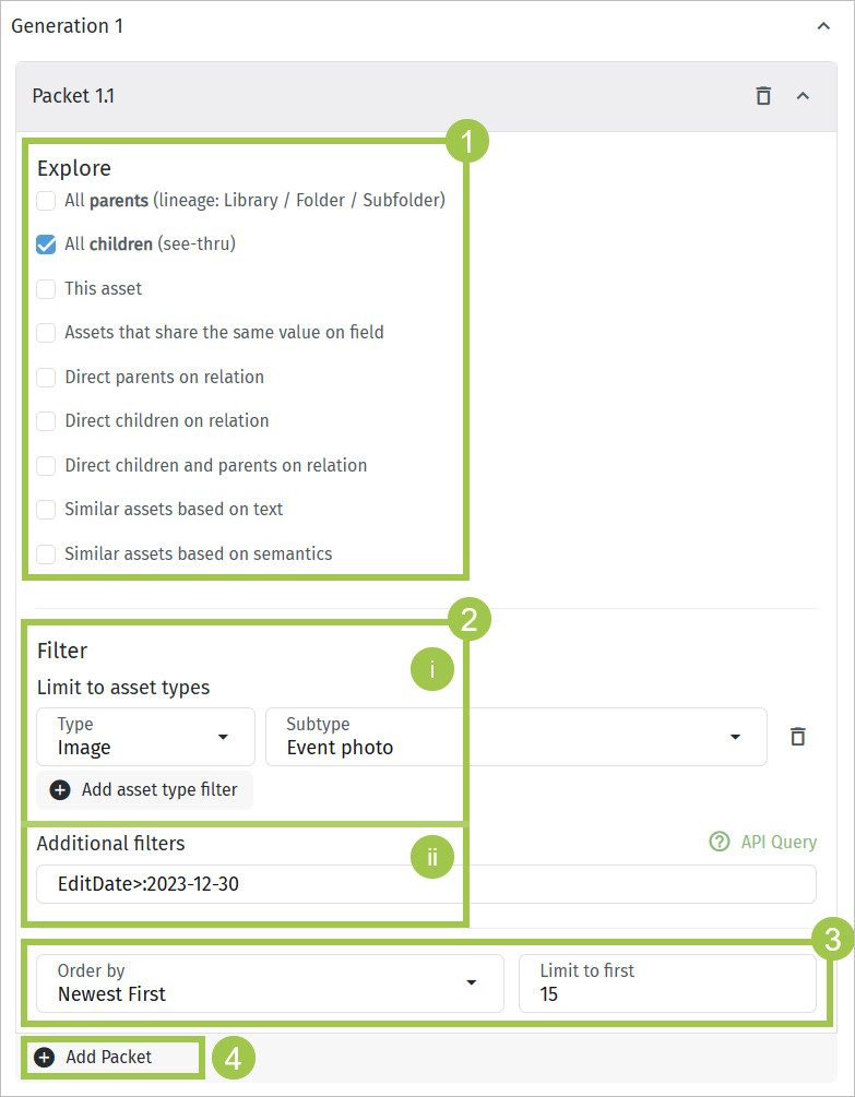 Defining related assets for the Call external API automation