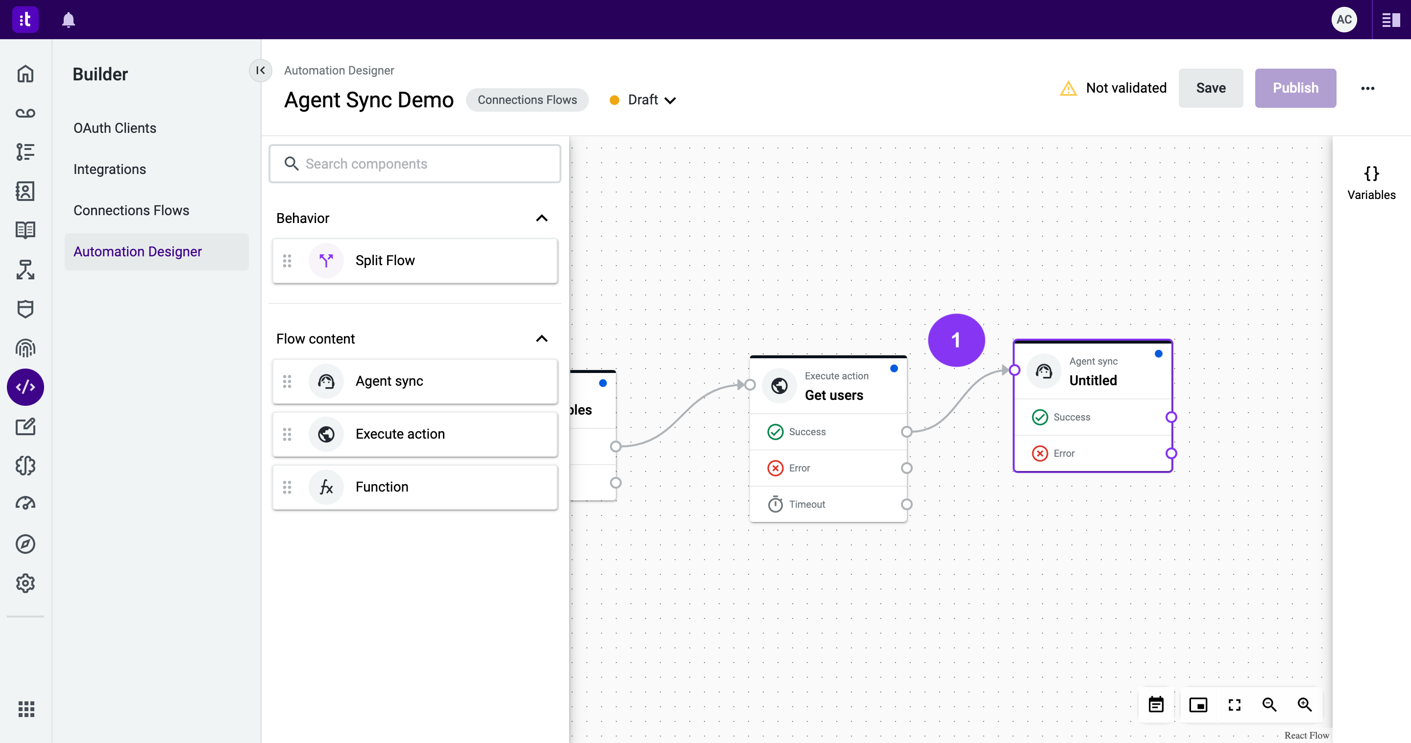 Figure 9 - Linking the Agent Sync component to the Execute Action component