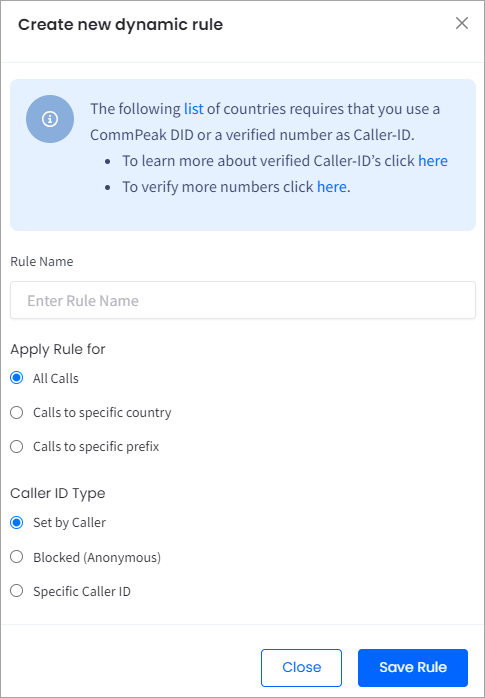 Screenshot of creating a dynamic rule