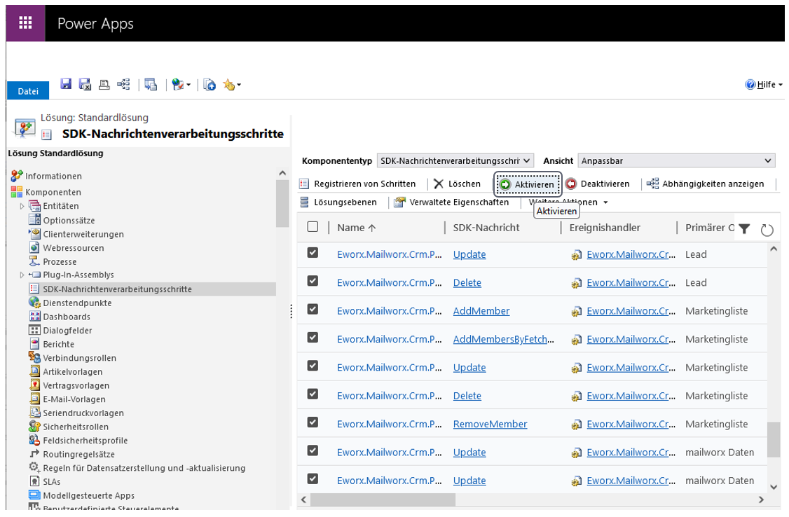 Test PlugIns aktiveren Plugins aktivieren