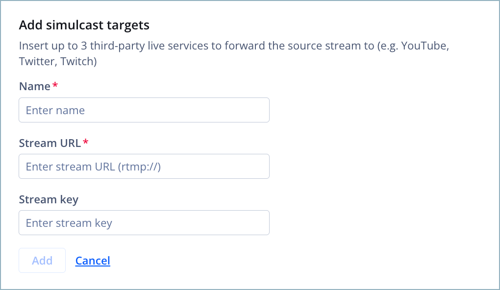 Add simulcast targets section