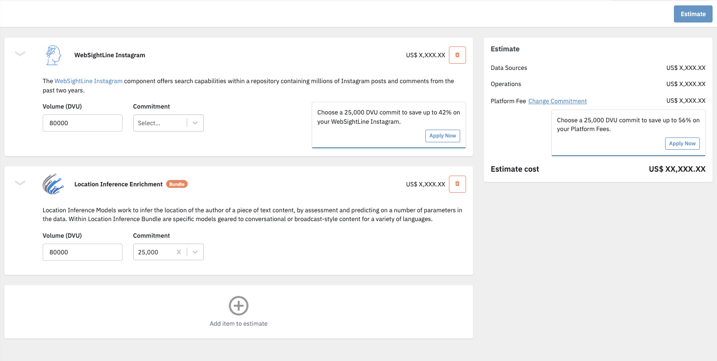 A simple pipeline estimate with Recommendation active.