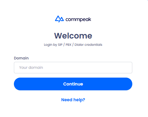 Screenshot of the login page