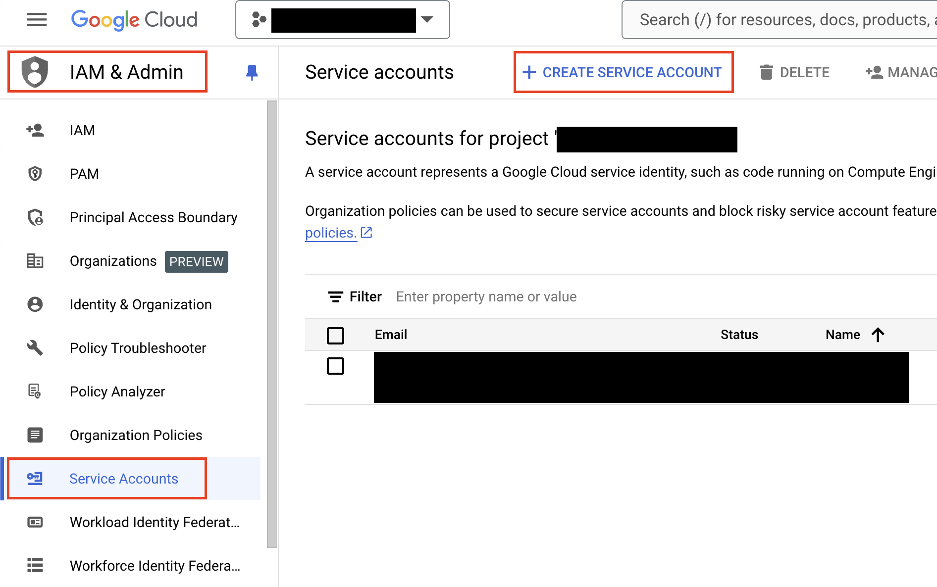 FIG. 2 - Creating a Service Account in the GCP Console