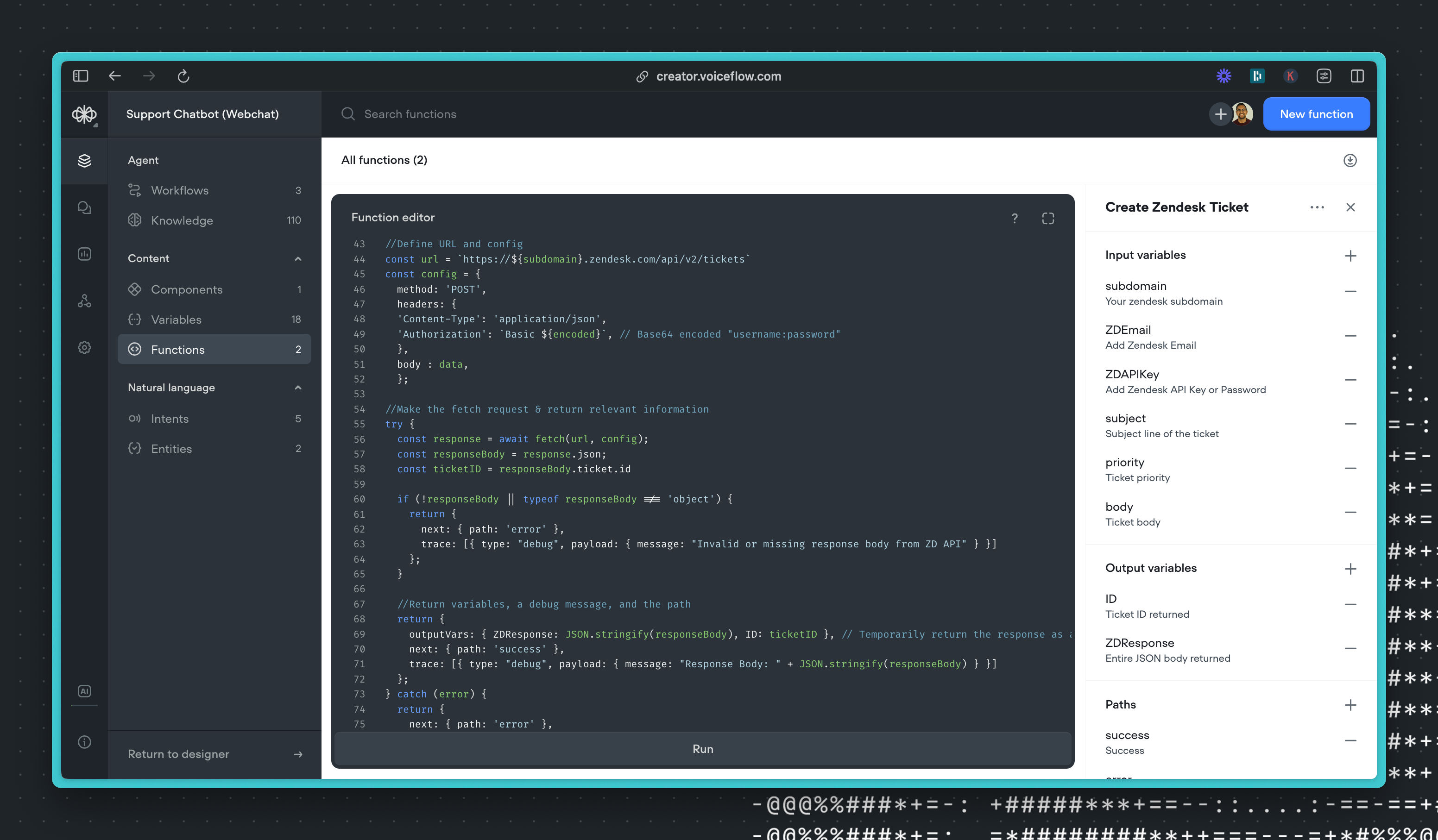 This function makes a call to the Zendesk API to create a ticket containing information about the customer.