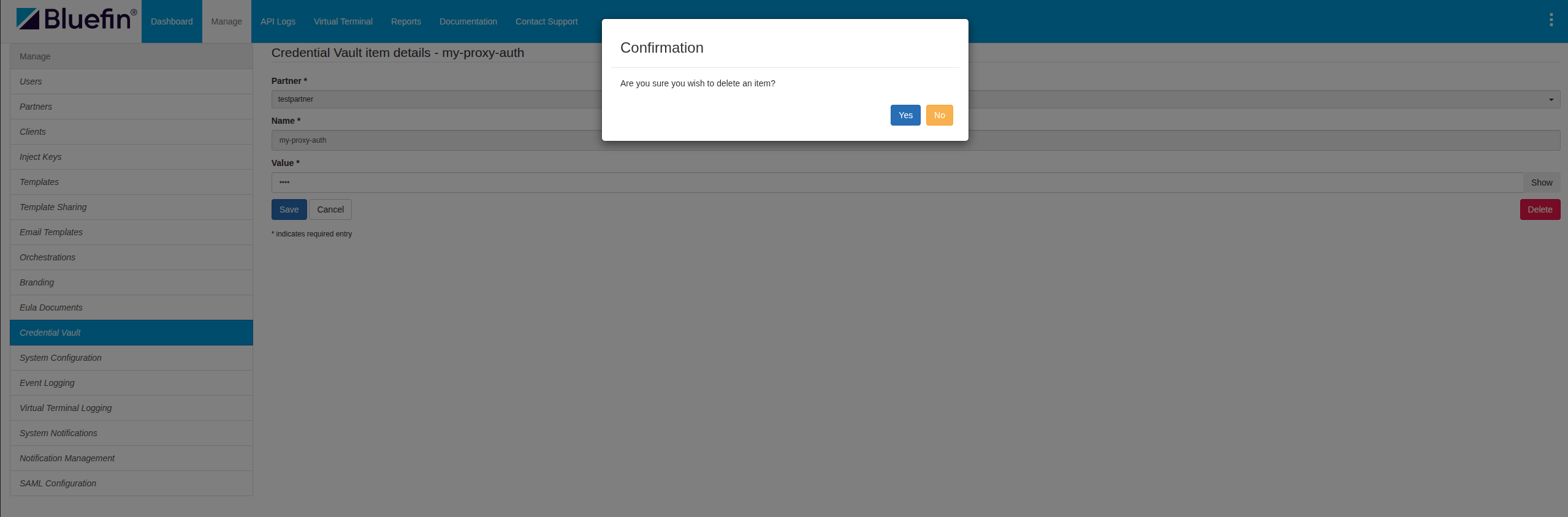ORCA Credential Vault | Editing a Secret