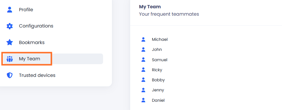 Screenshot of the My Team tab