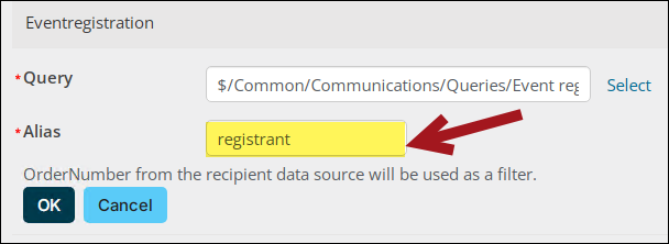 Confirm the alias is still 'registrant'. If different, change it back to 'registrant'.