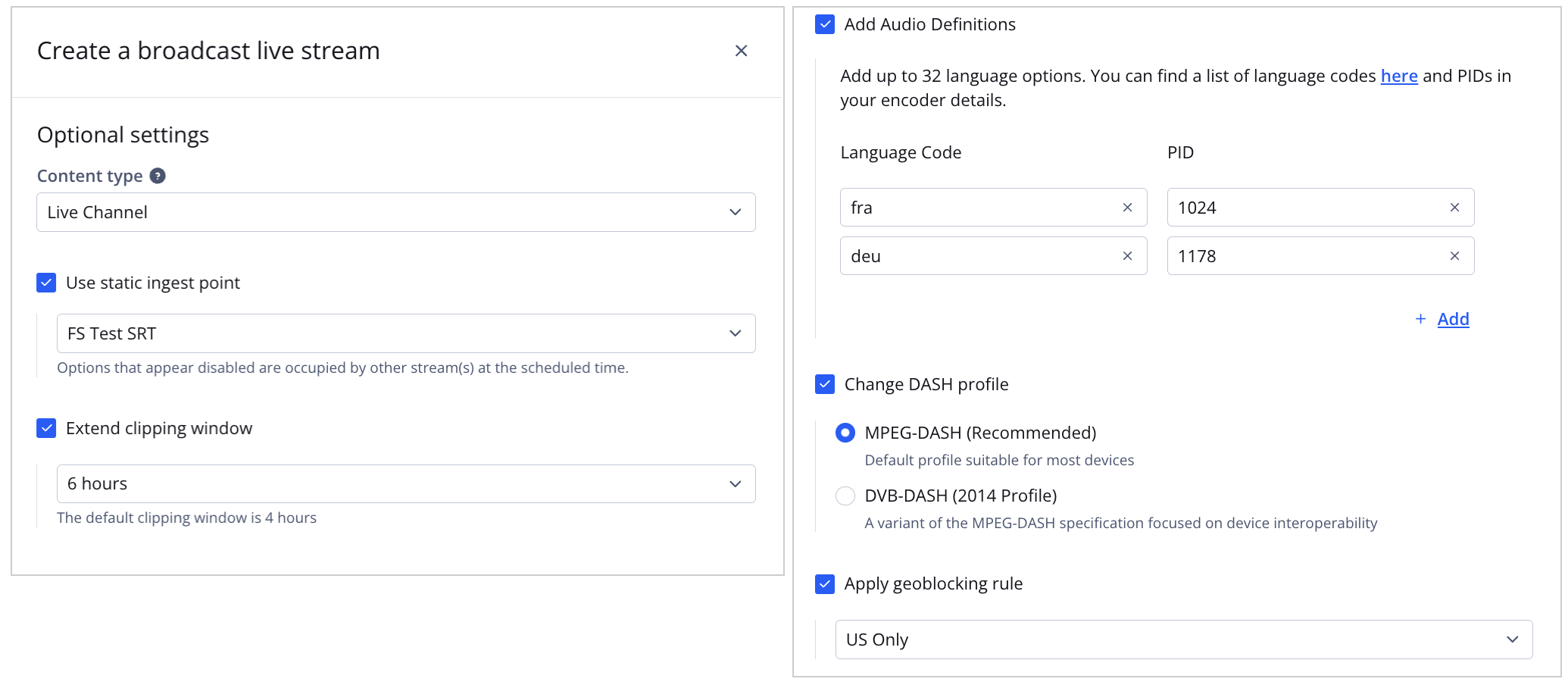 Optional Settings section