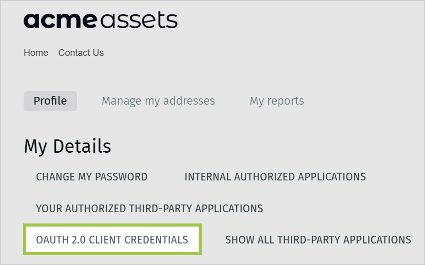 OAuth2.0 Credentials in My Account