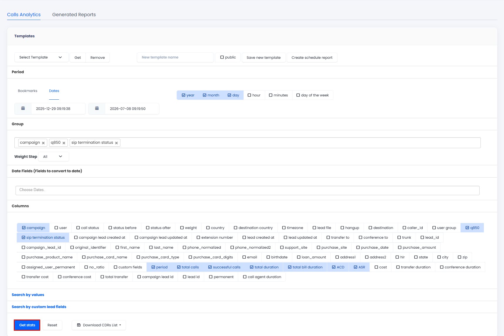 Screenshot of Calls Analytics