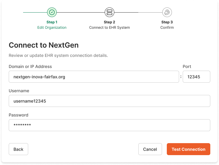Testing Connection During Organization Setup
