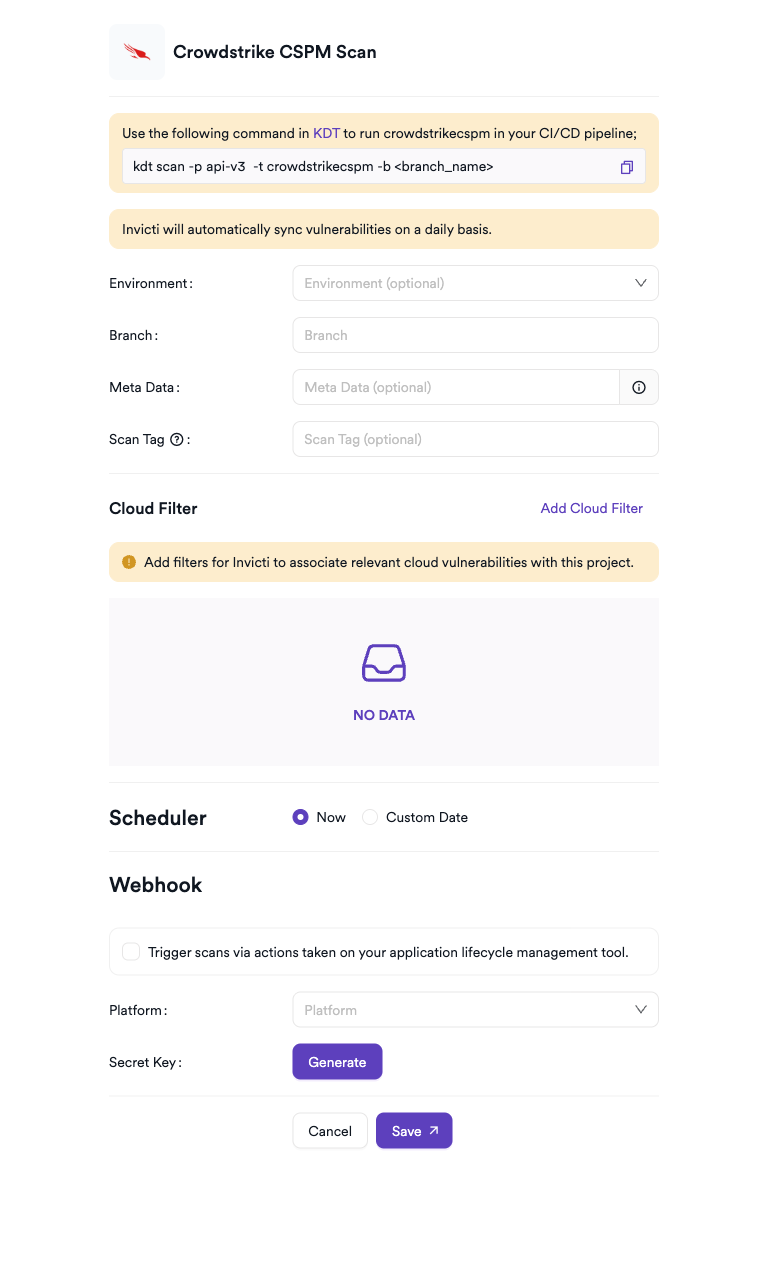 CrowdStrike CSPM scan creation