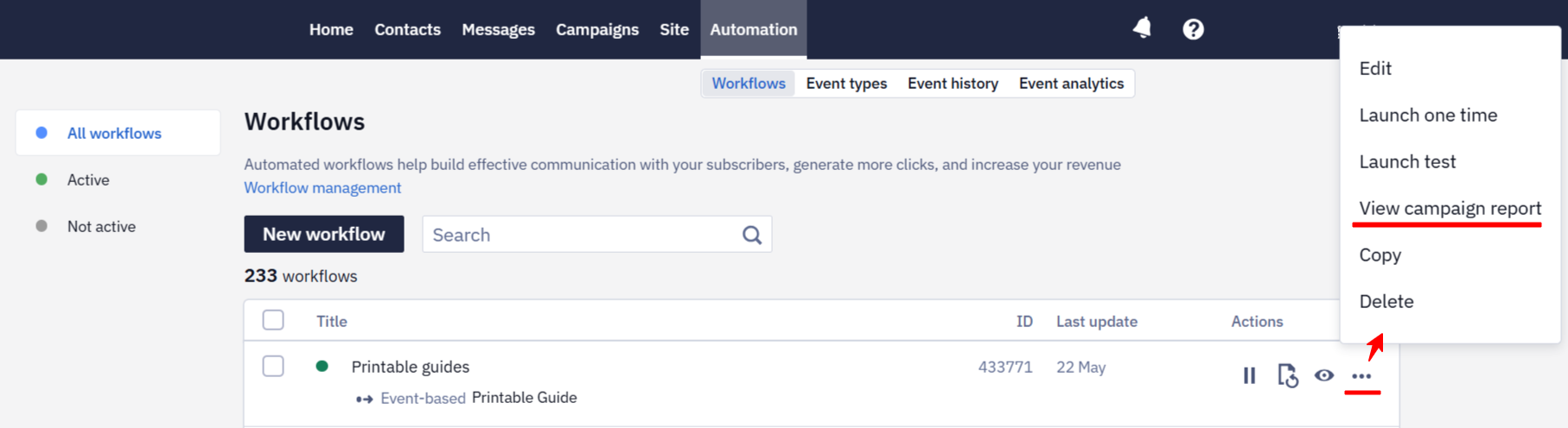 View campaign report