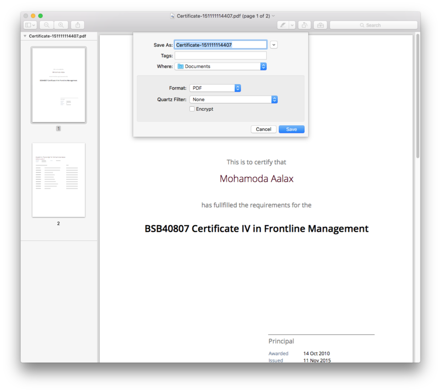 Figure 434. Saving a certificate to your computer