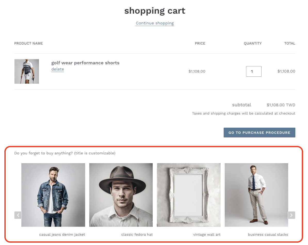 Related Product on cart page (rendered)