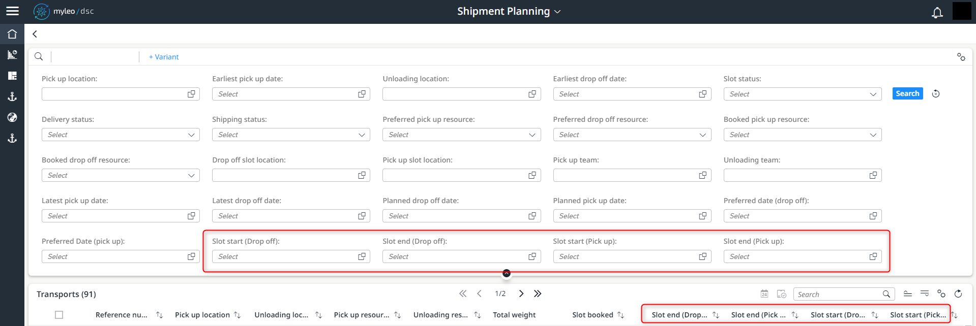 Neu angezeigte Zeitfenster