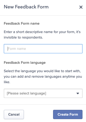 Creating a new feedback form