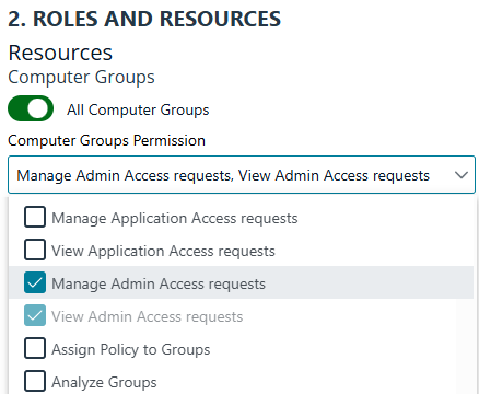 List of permissions for computer groups