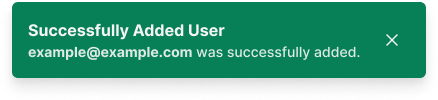 Success notification example for user management action