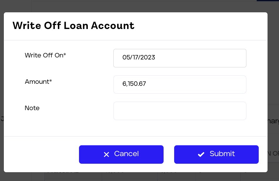 Write off Loan Account

