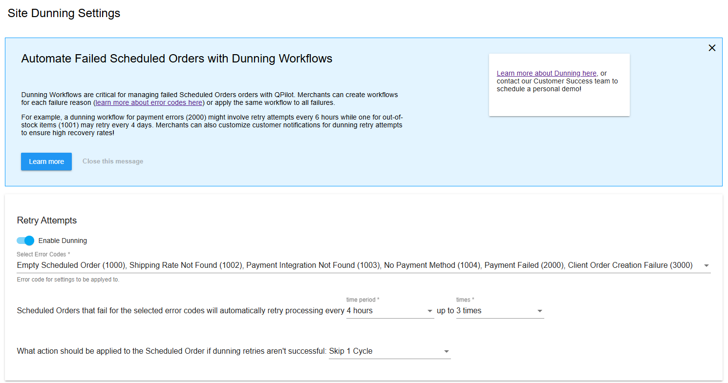 Dunning Workflow Dashboard