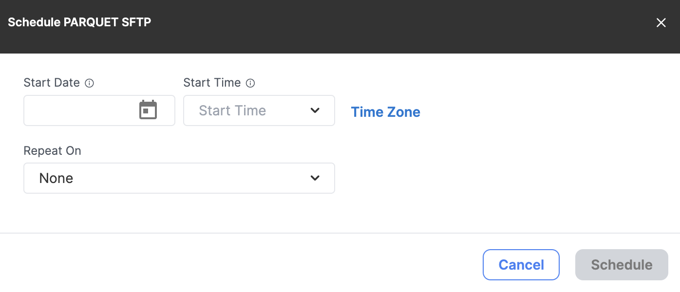 From this modal, you may configure the schedule including repeatability.
