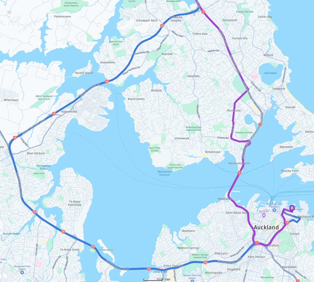 The bridge not HPMV supported and avoided in network-restricted-truck mode
