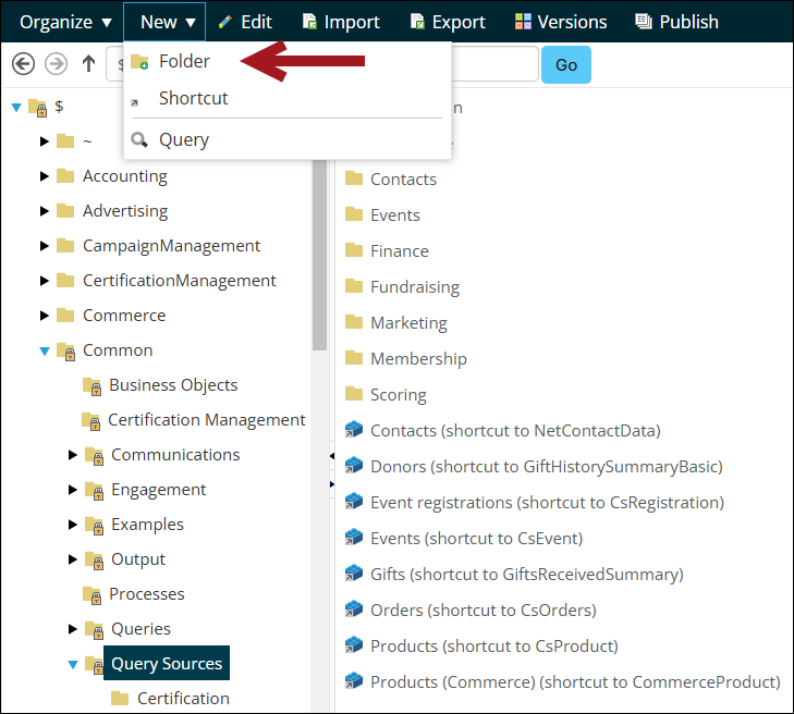 Creating a new folder