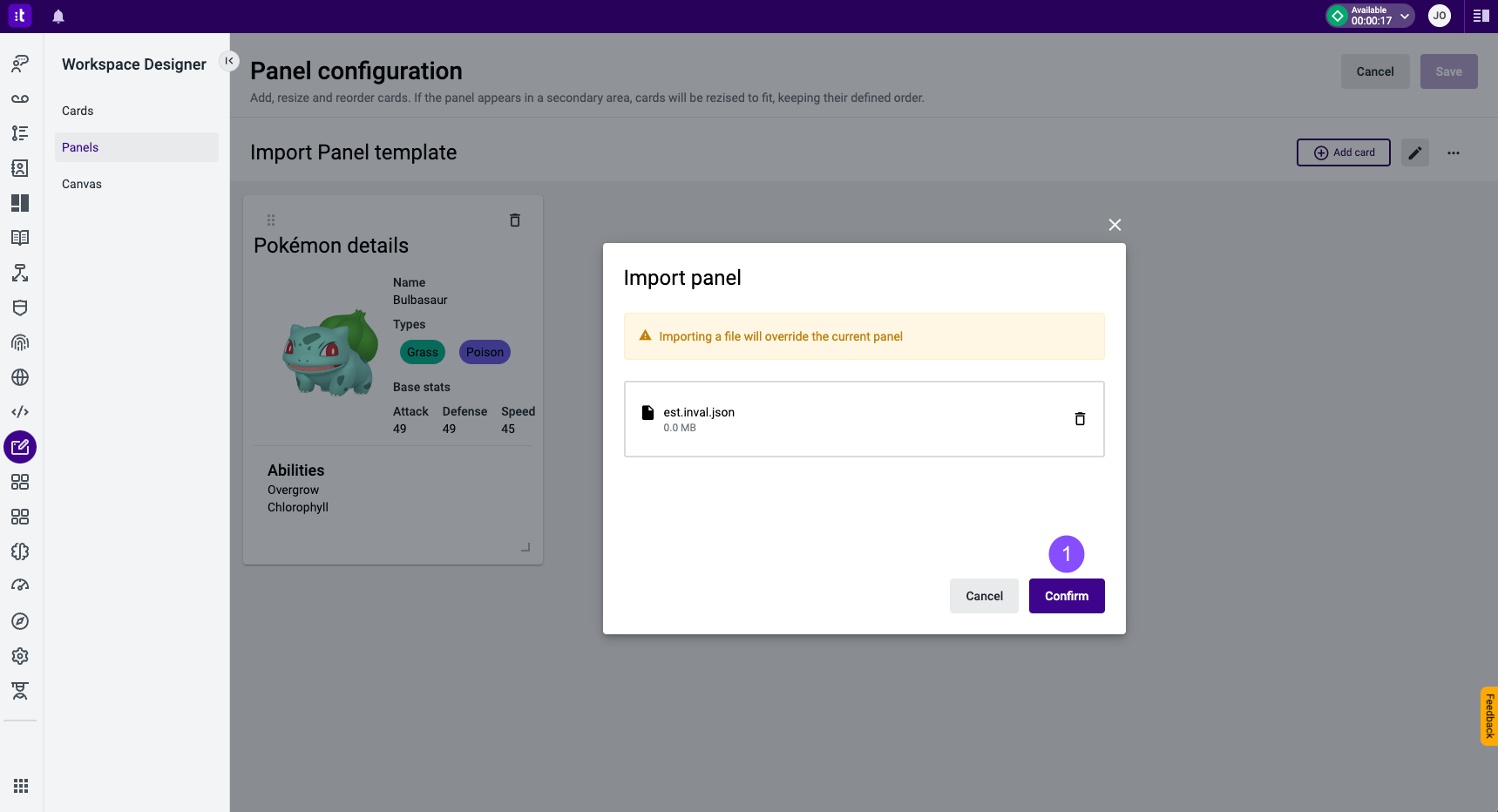 Figure 4 - Import panel uploaded file