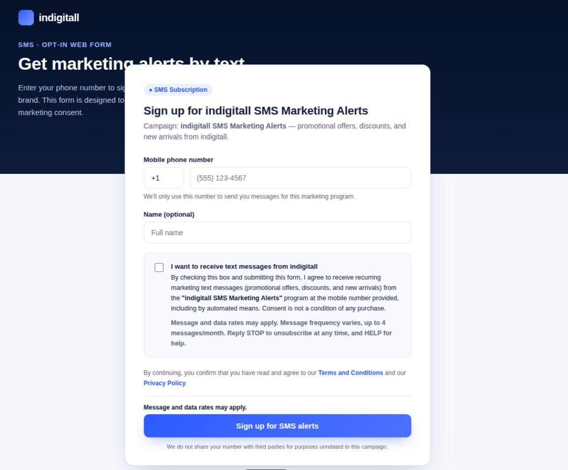 Opt-In Form Mock-Up