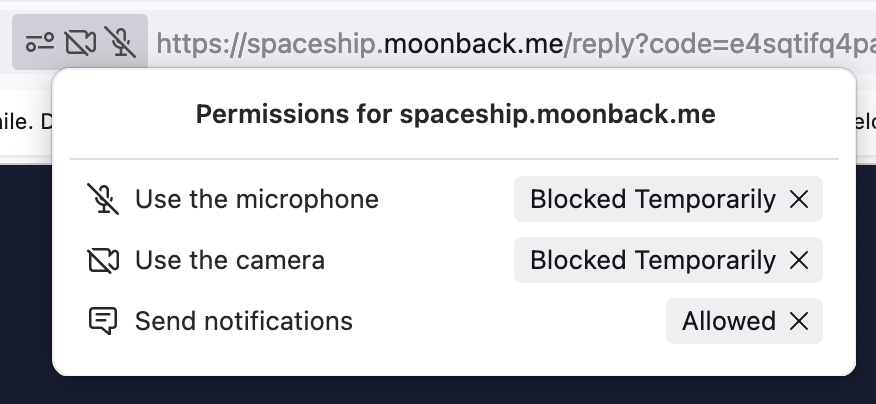 Aspect of Firefox's camera settings popup

